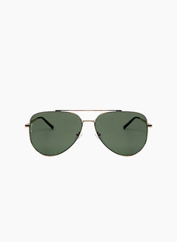 Billie Small Sunglasses, Gold/Green | Otra