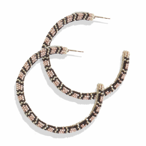 Beaded Large Hoop Earrings, Blush | Ink + Alloy