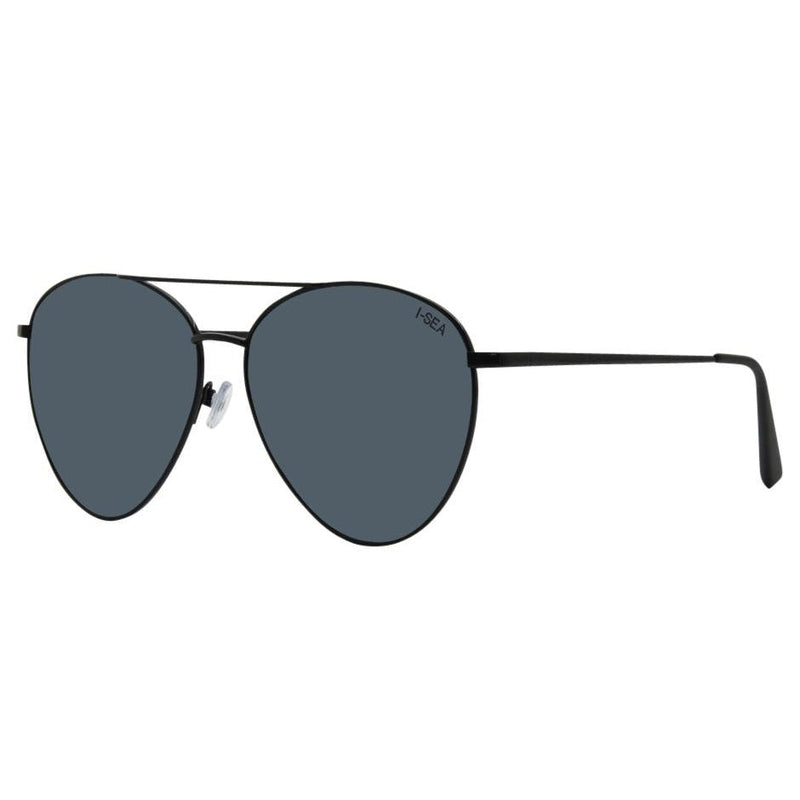 Charlie Aviator Sunglasses, Black/Smoke | I-SEA