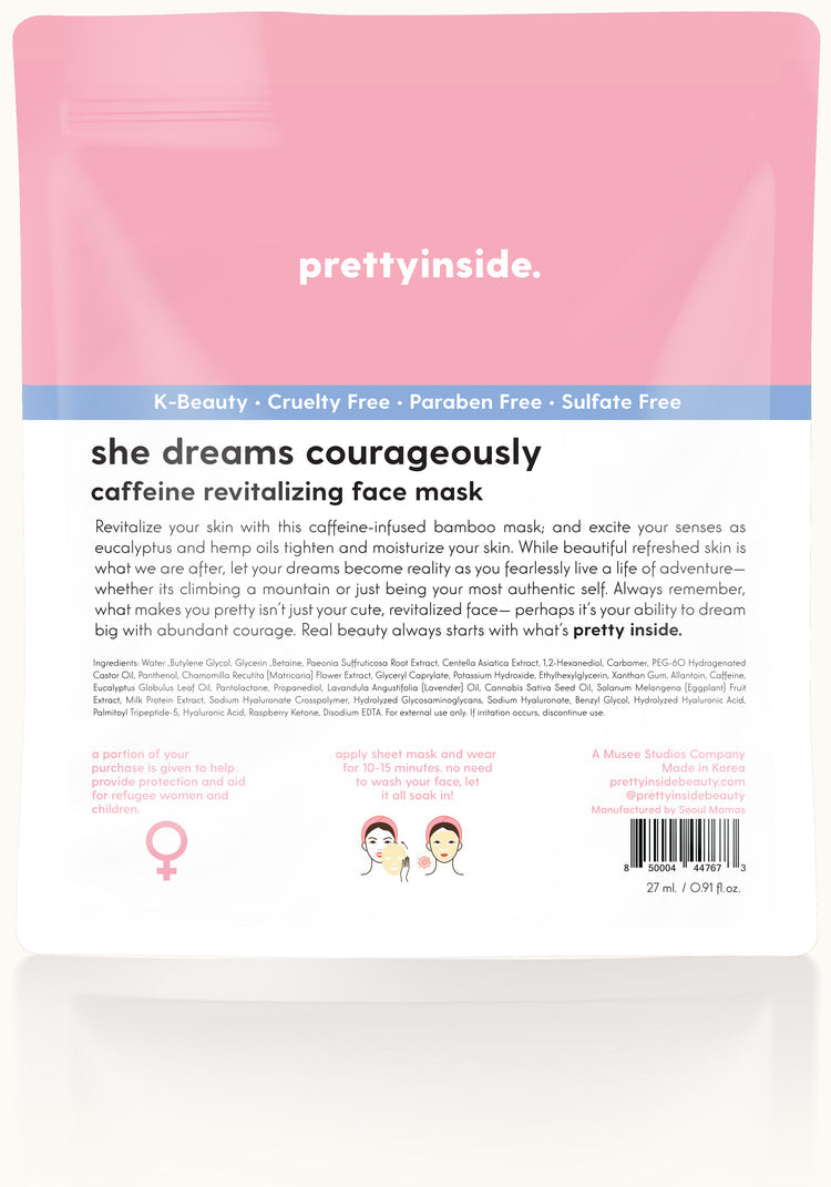 Caffeine Face Mask, She Dreams Courageously | prettyinside.