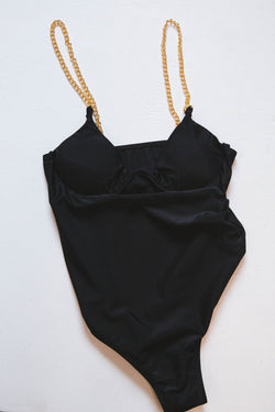 Florence Chain Bathing Suit, Black