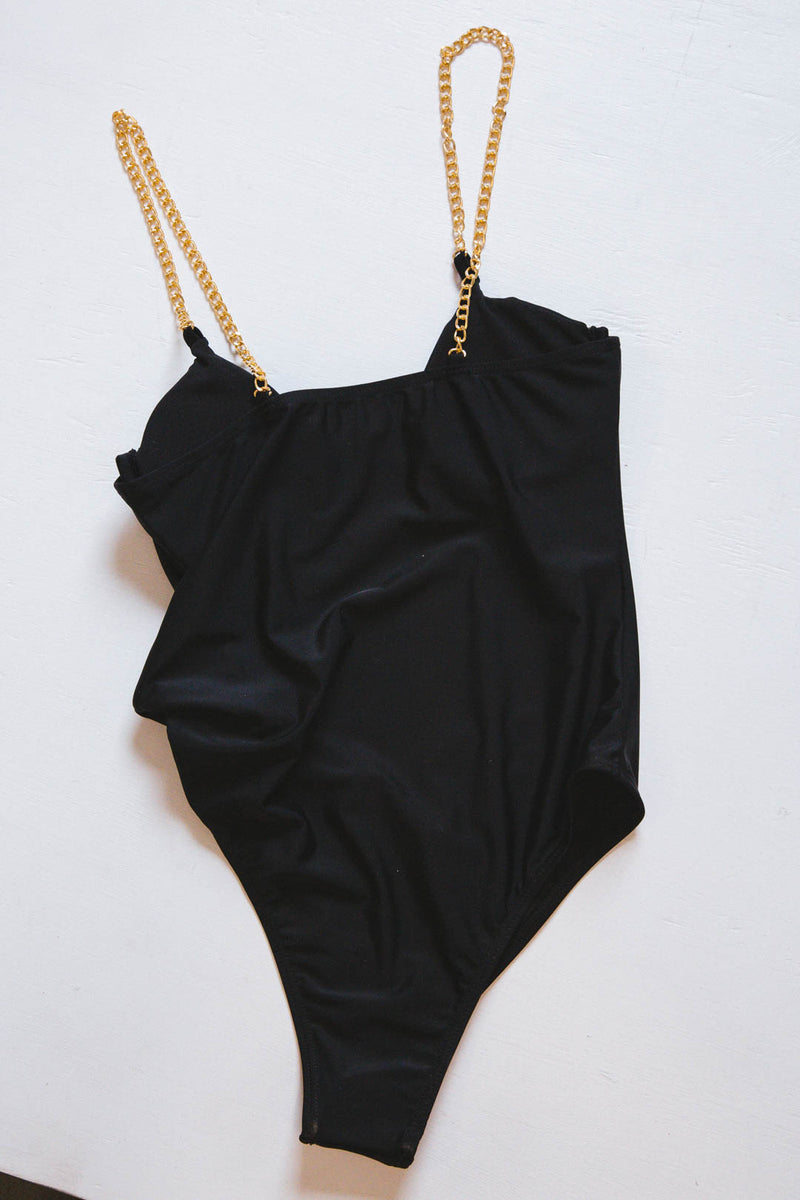 Florence Chain Bathing Suit, Black