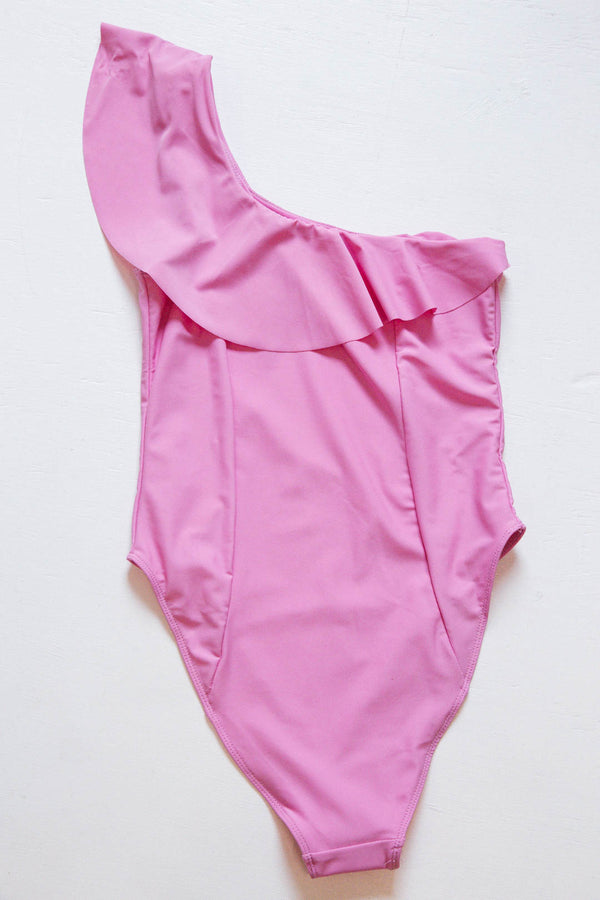 Eleanor One Shoulder Swimsuit, Taffy Pink