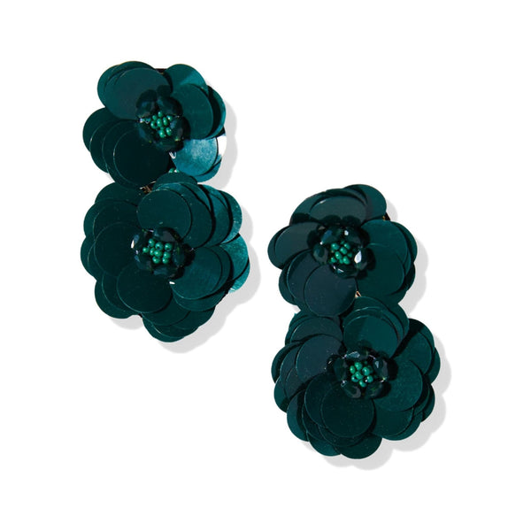 Double Sequin Flower Earring, Emerald | Ink + Alloy