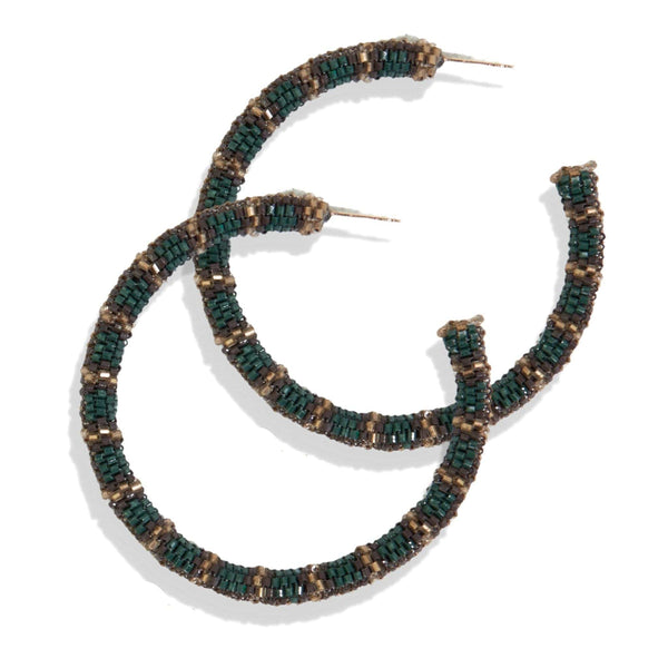 Beaded Large Hoop Earrings, Emerald | Ink + Alloy