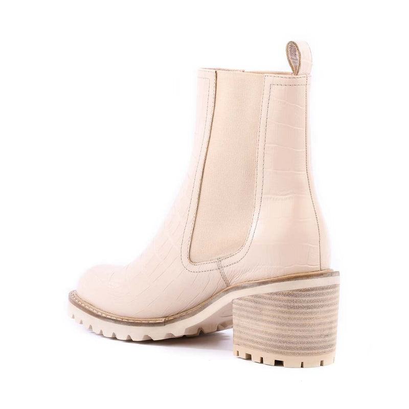 Far-Fetched Croc Leather Boot, Cream | Seychelles