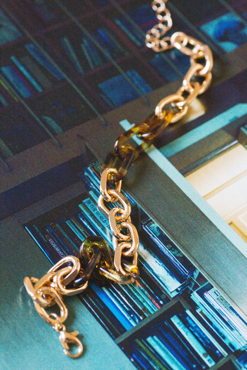 Gabriella Gold Resin Link Bracelet, Gold/Brown