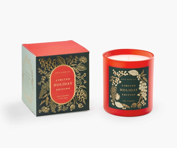 Holiday Soy Glass Candle, Red/Green | Rifle Paper Co.
