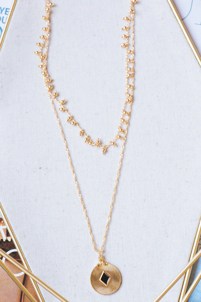 Lena Layered Circle Pendant Necklace, Gold