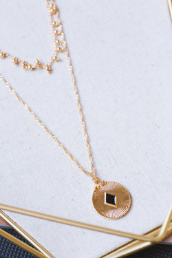 Lena Layered Circle Pendant Necklace, Gold