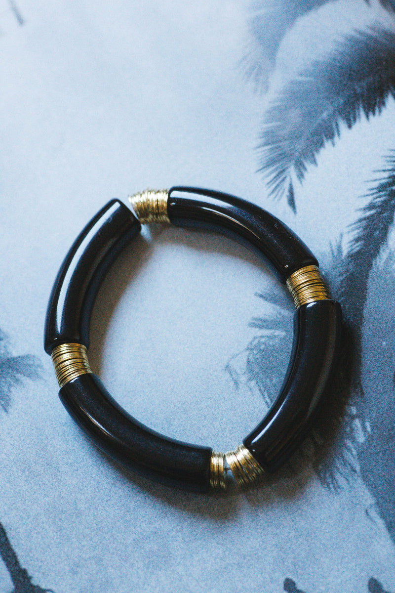 Scarlett Stretchy Resin Bracelet, Black
