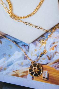 Starburst Layered Pendant Necklace, Gold