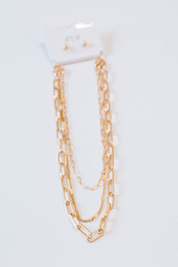 Theresa Three Layered Necklace, Gold