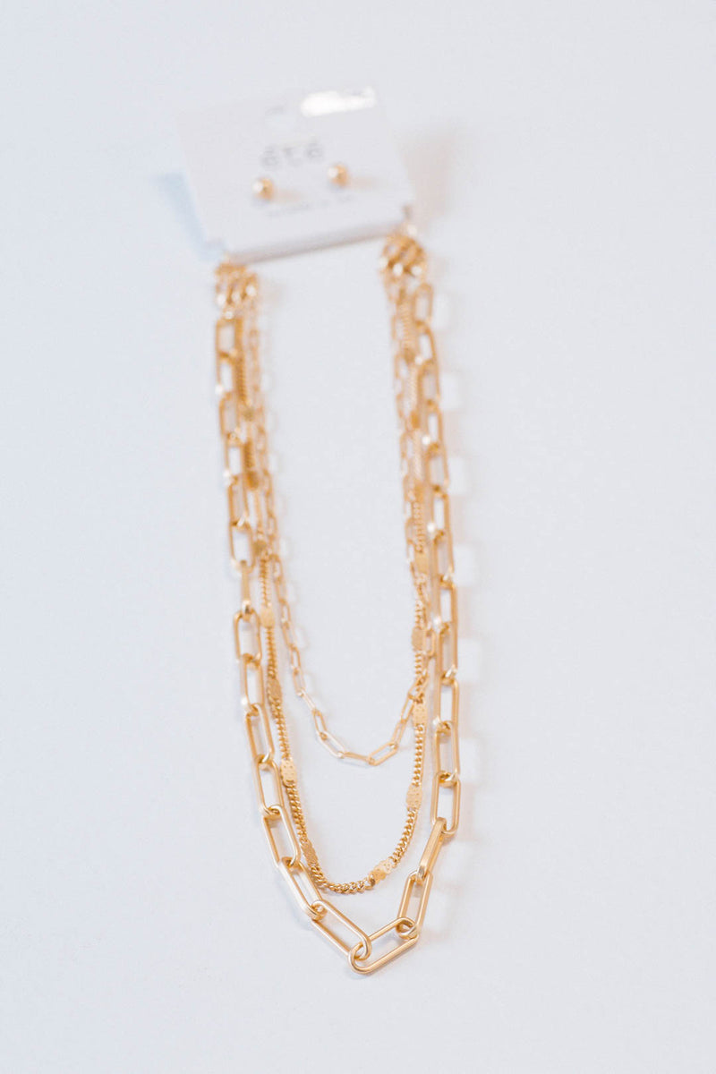 Theresa Three Layered Necklace, Gold