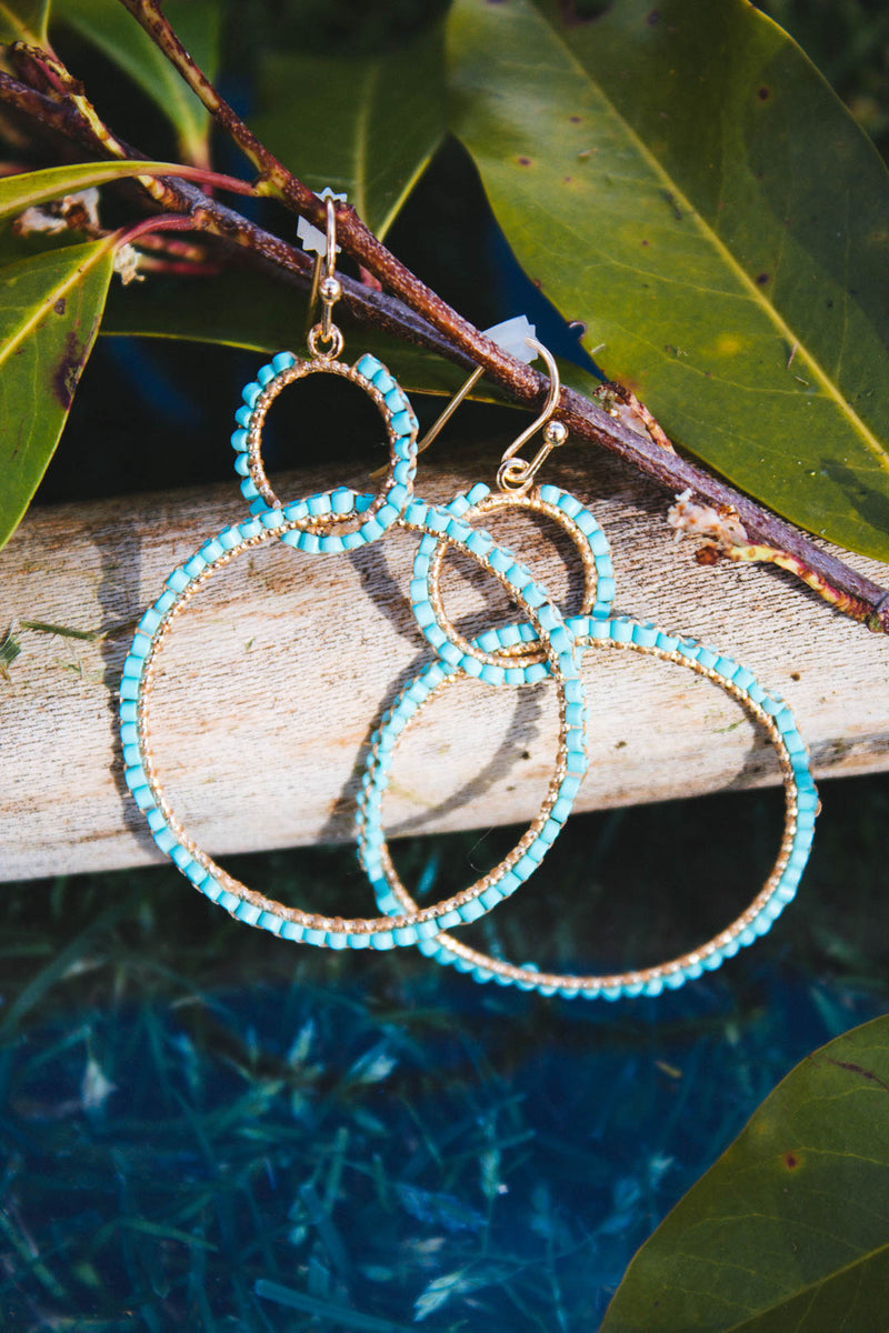 Lucia Drop Hoop Earrings, Turquoise