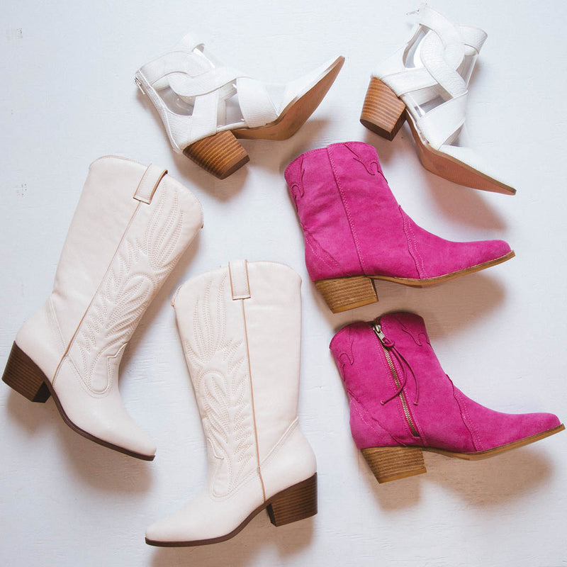 Anthem Snake Embossed Bootie, White | Coconuts by Matisse