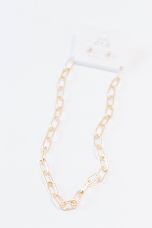 Matte Link Chain Necklace, Gold