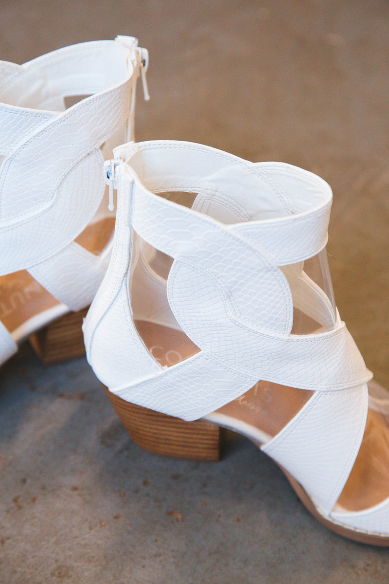 Anthem Snake Embossed Bootie, White | Coconuts by Matisse