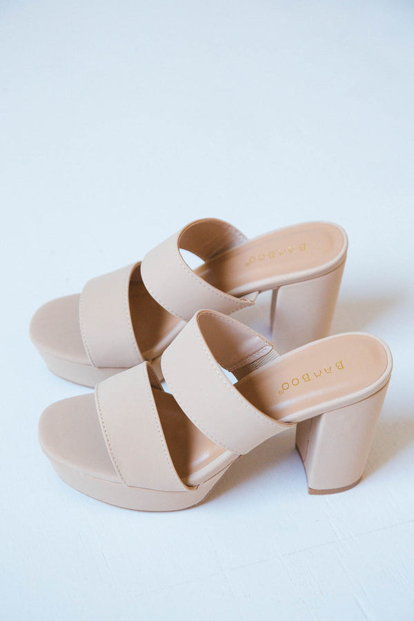Script Platform Heel, Nude Nubuck