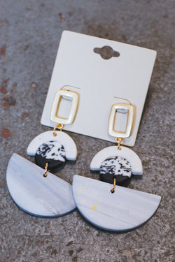 Harlee Handmade Clay Marbled Drop, Grey/White