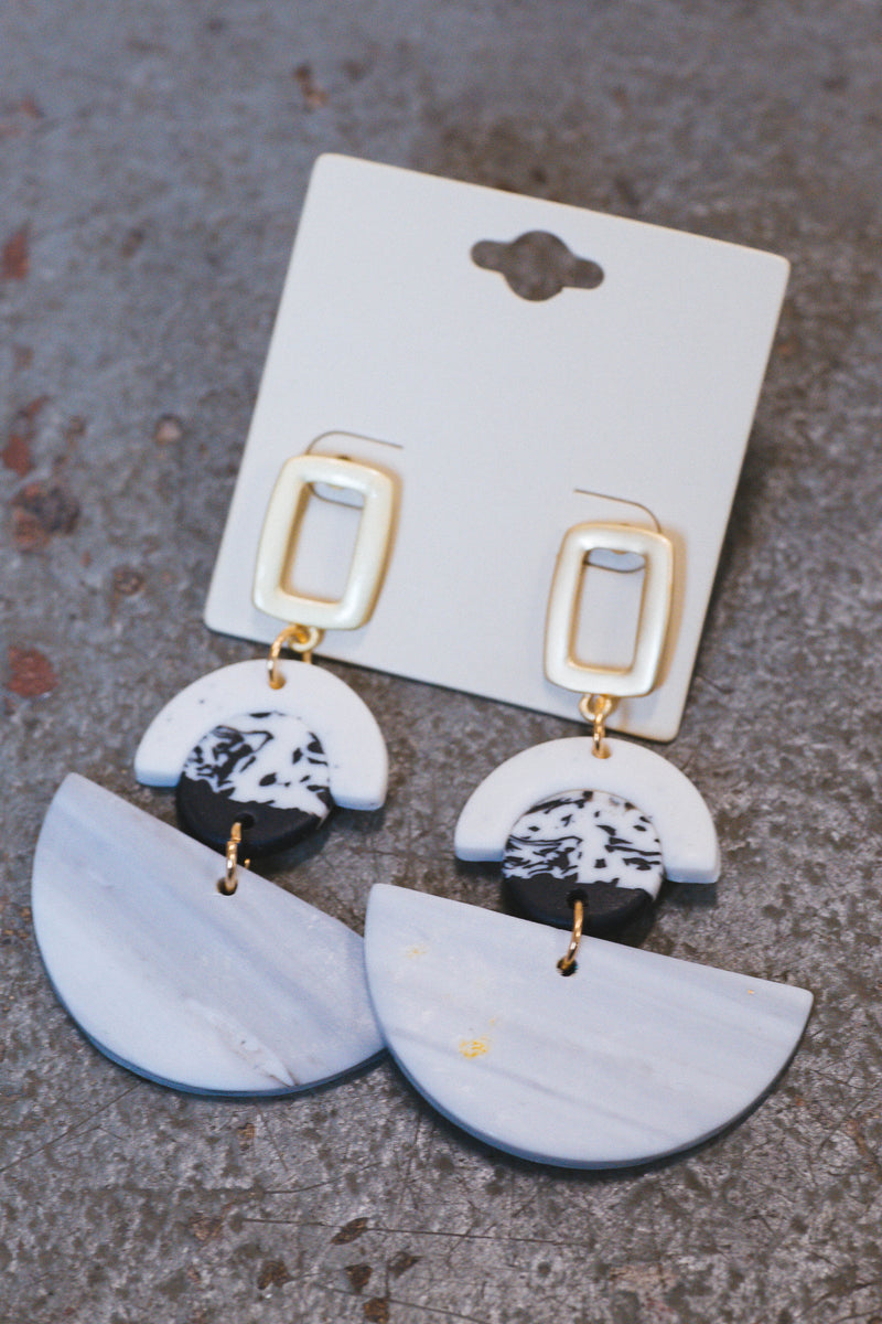 Harlee Handmade Clay Marbled Drop, Grey/White