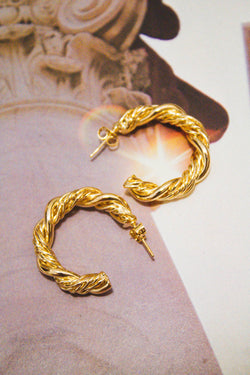Twist Hoop Earrings, Gold
