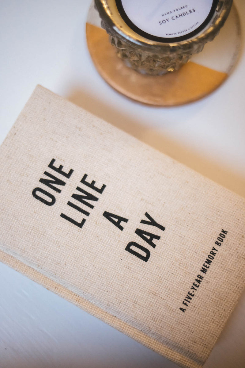 One Line A Day Journal, Beige Canvas