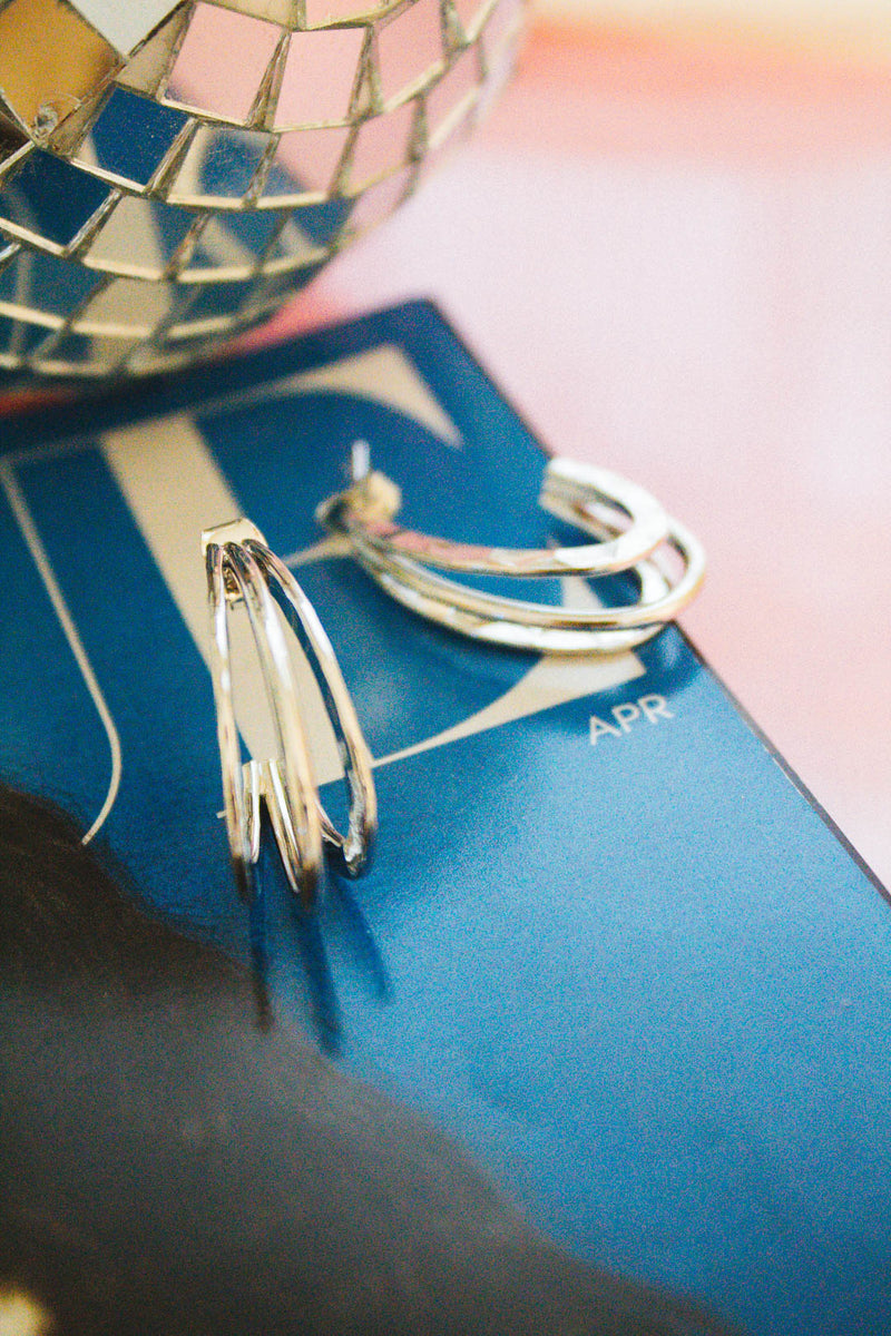 Trinity Oval Hoop Earring, Silver