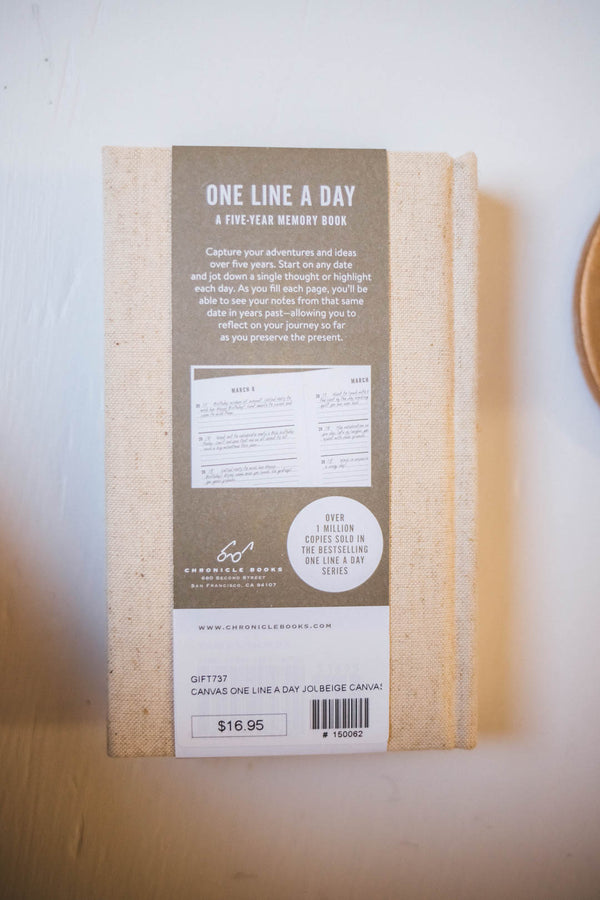 One Line A Day Journal, Beige Canvas