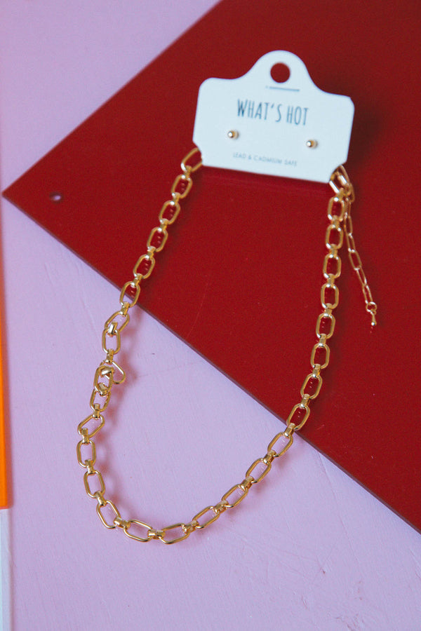 Ollie Open Chain Link Necklace, Gold