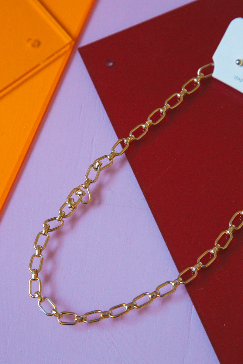 Ollie Open Chain Link Necklace, Gold