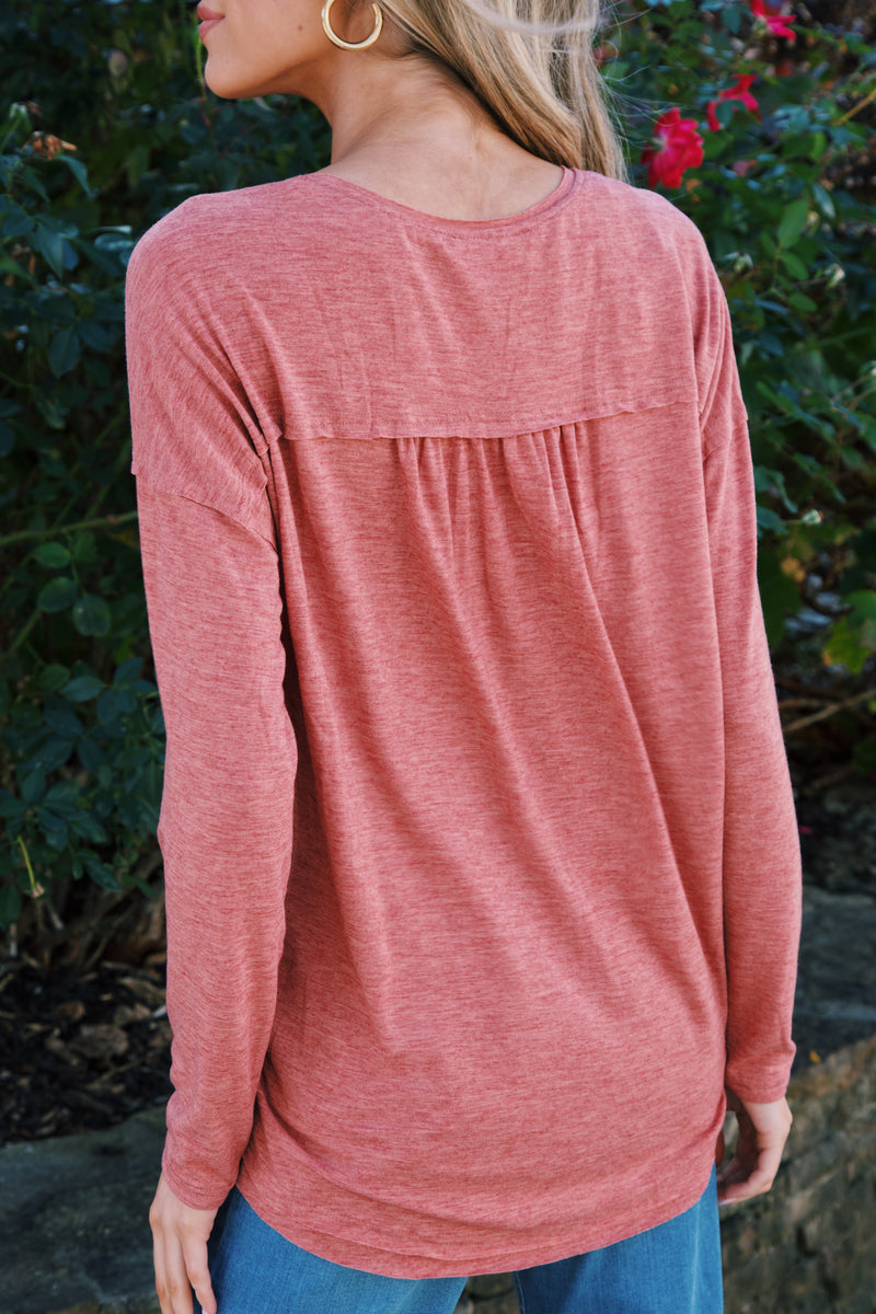 Bence Button Knit Top, Brick