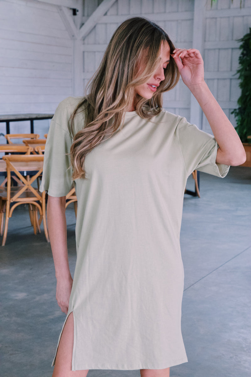 Take A Trip T-Shirt Dress, Cream Sage