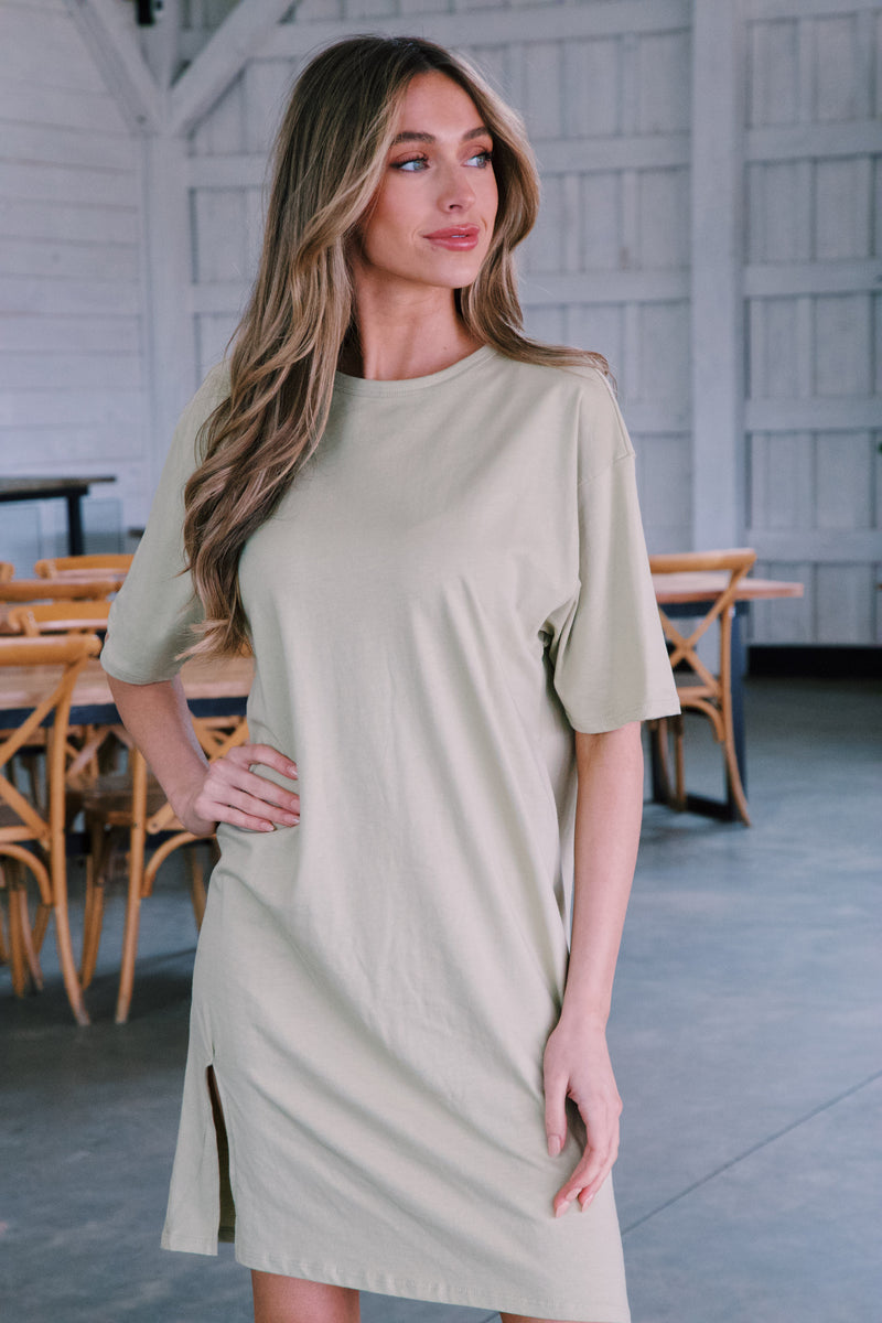 Take A Trip T-Shirt Dress, Cream Sage