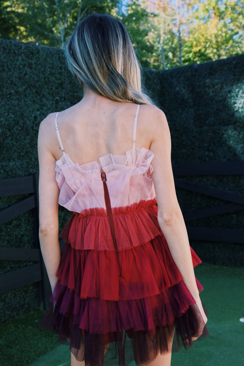 Treat Me Right Tulle Dress, Red Multi