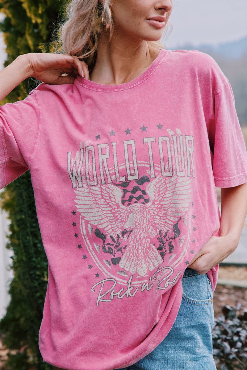World Tour Graphic Tee, Pink – North & Main Clothing Company