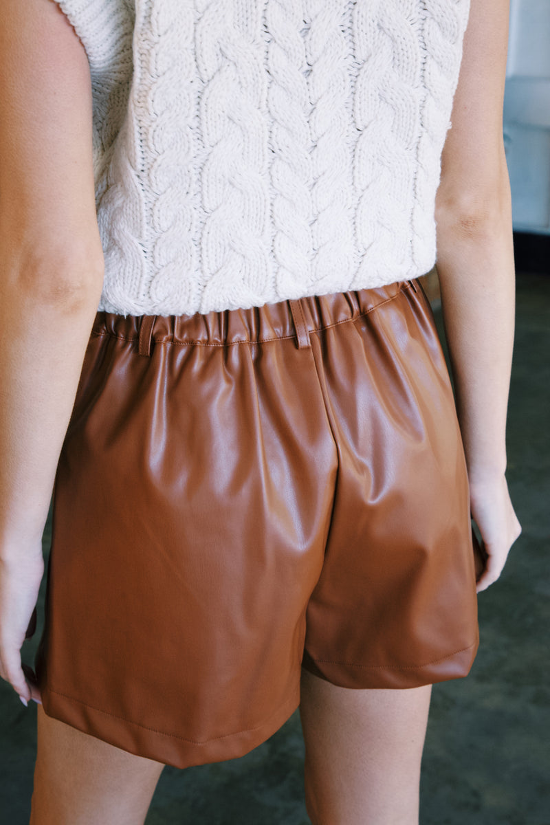 Unbeatable Leather Shorts, Camel