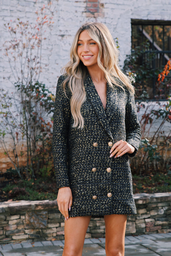 Carey Tweed Blazer Dress, Black | Buddy Love