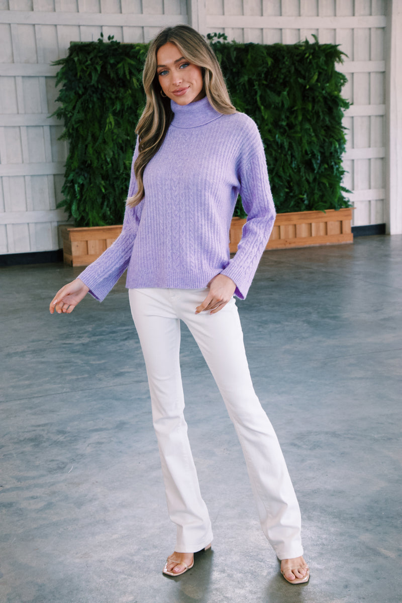 Azaria Turtleneck Sweater, Lilac | Velvet Heart