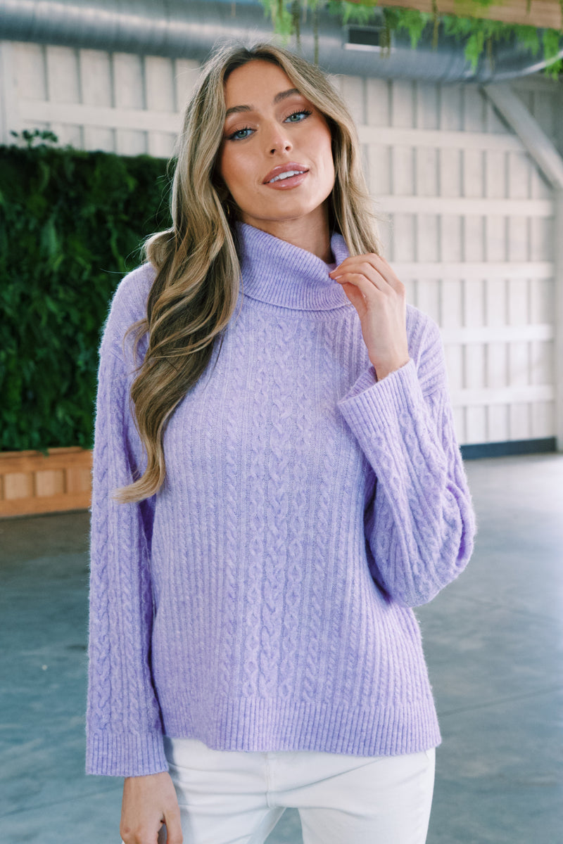 Azaria Turtleneck Sweater, Lilac | Velvet Heart