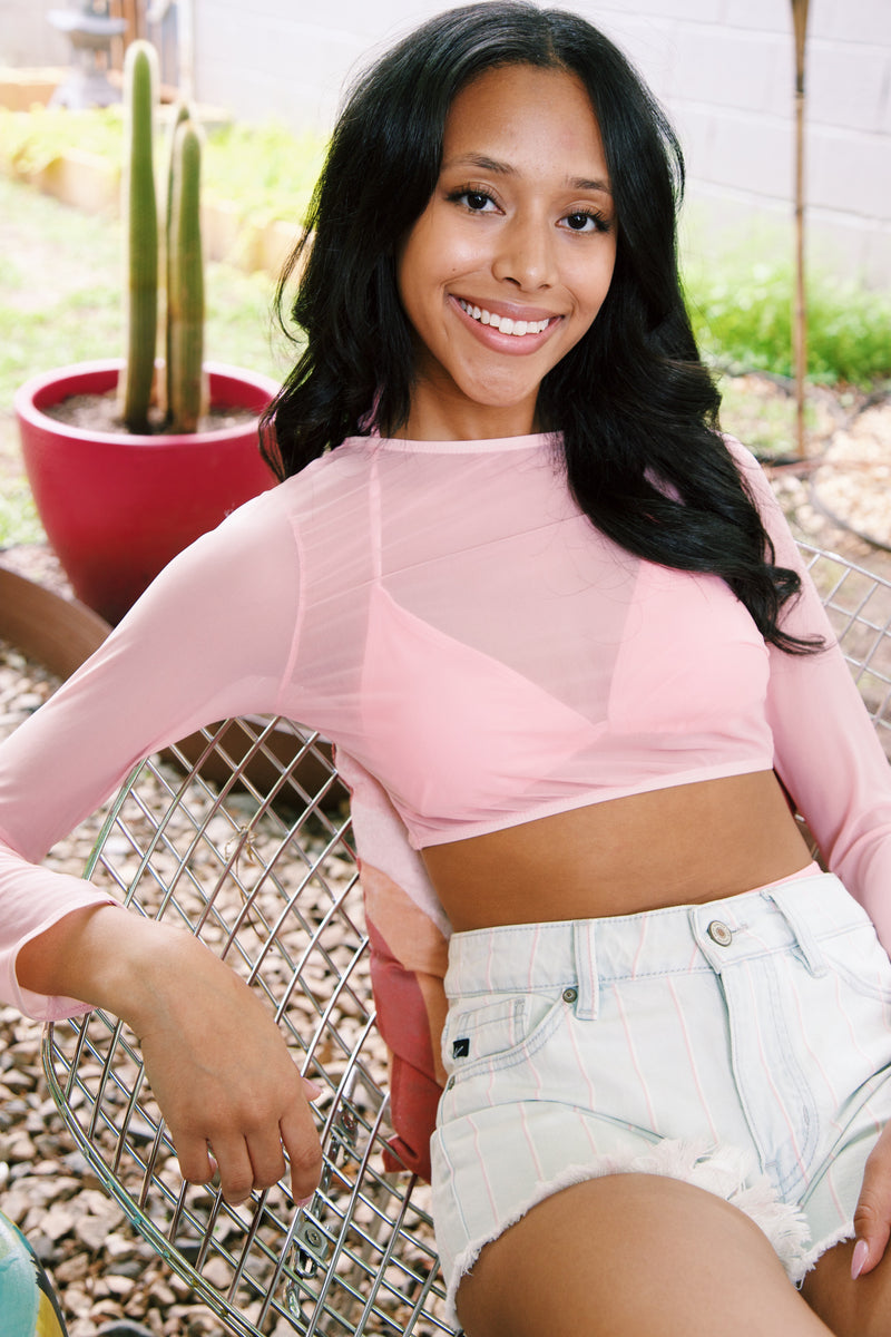 Rylei Triangle Bikini Top Cover Up Set, Pink