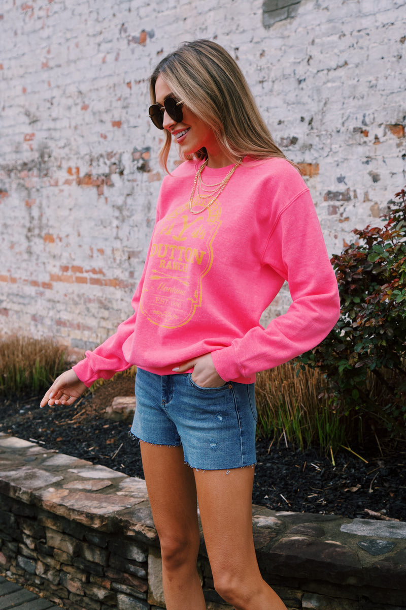 Dutton Ranch Yellowstone Sweatshirt, Hot Pink