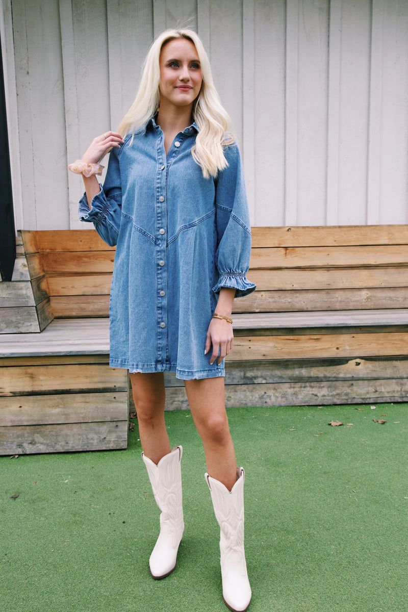 Winona Washed Denim Dress, Denim