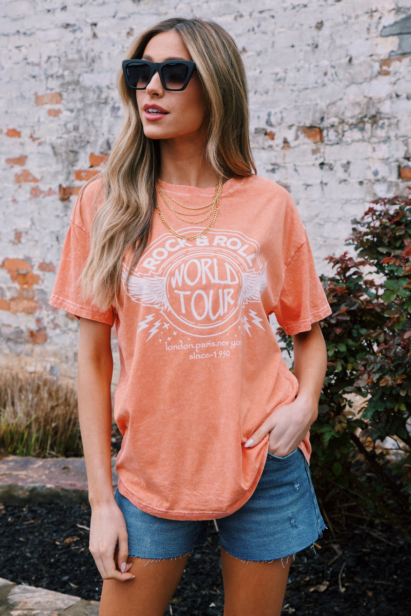 Rock And Roll Graphic Tee, Orange