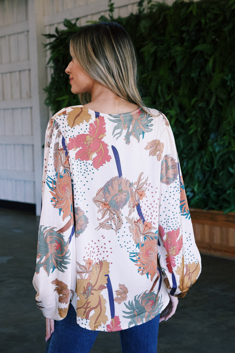 Parker Padgett Printed Blouse, Ivory | Extended Sizes Available