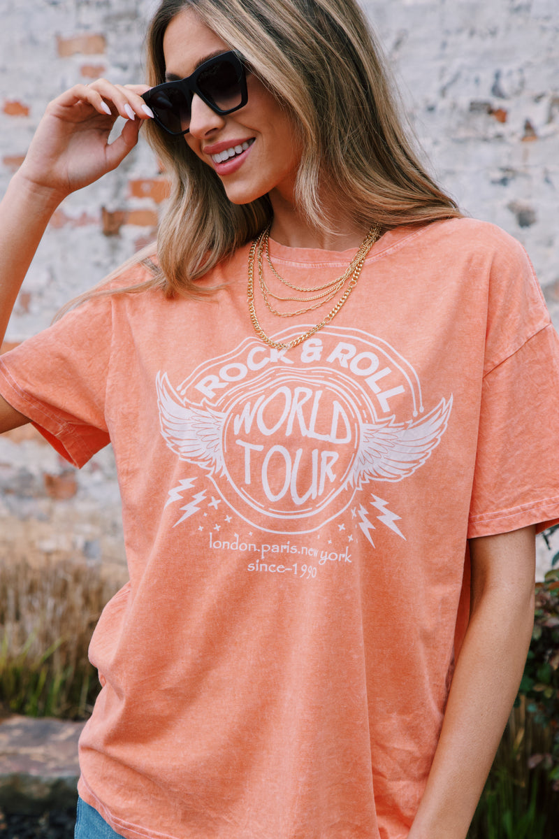 Rock And Roll Graphic Tee, Orange