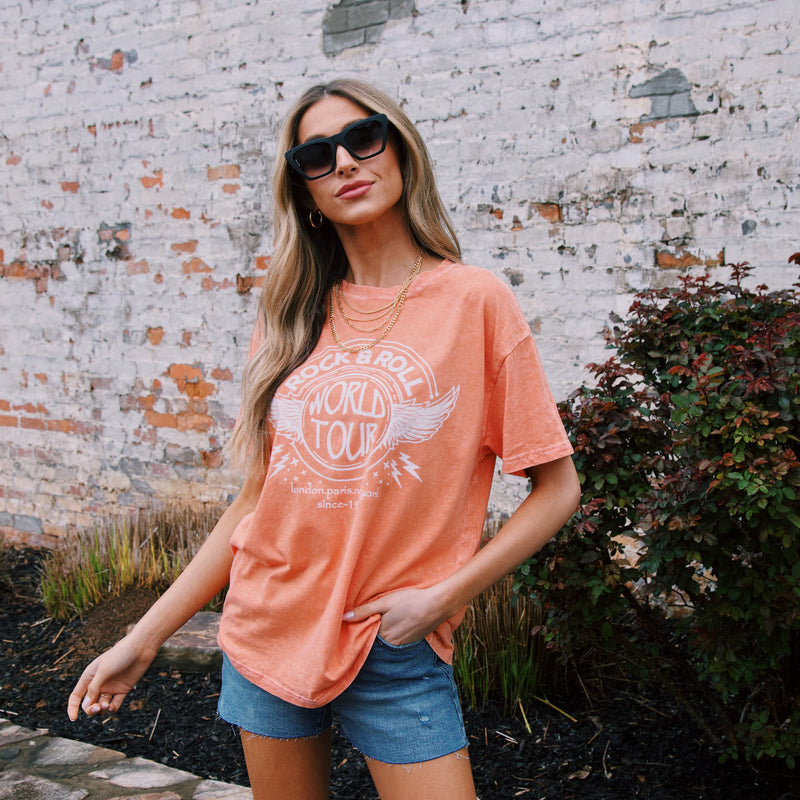 Rock And Roll Graphic Tee, Orange