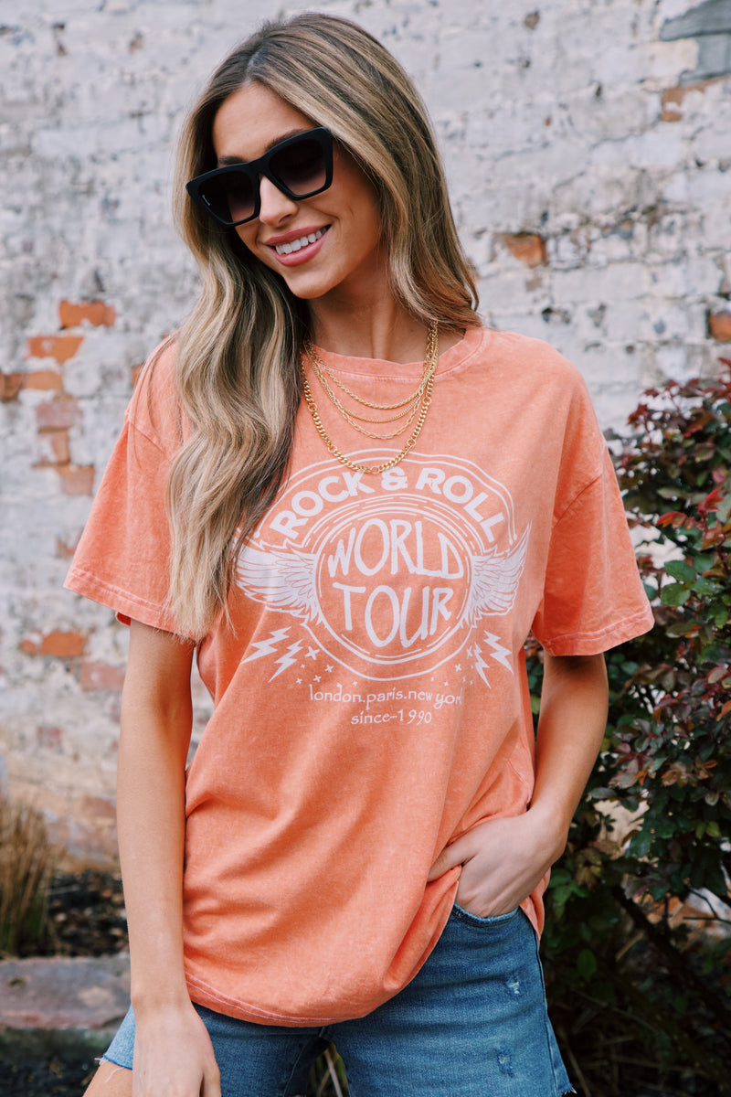 Rock And Roll Graphic Tee, Orange