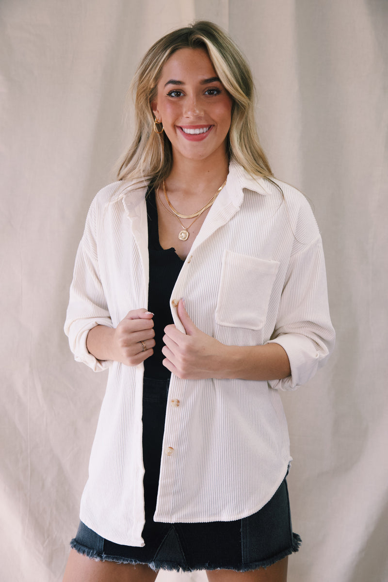 Cooling Off Corduroy Shirt, Off White