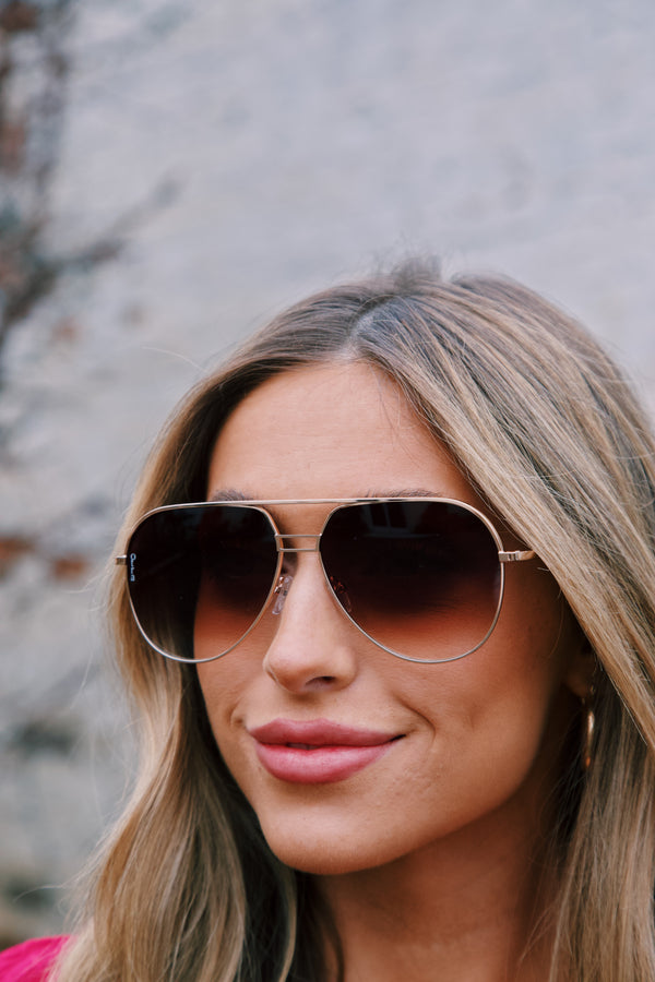 Transit Sunglasses, Gold/Brown Fade | Otra